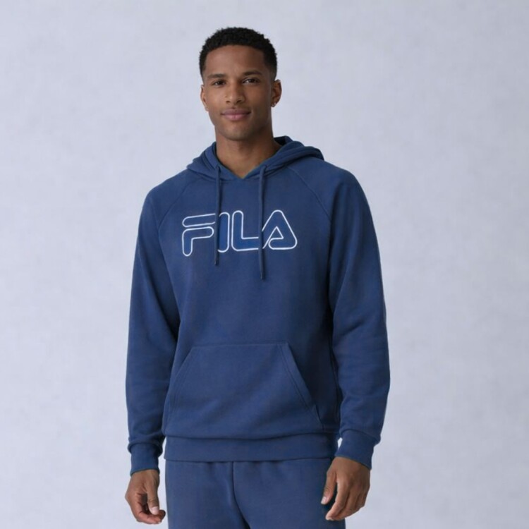 BUZO CANGURO HOMBRE LETTER OUTLINE LIGHT FILA AZUL