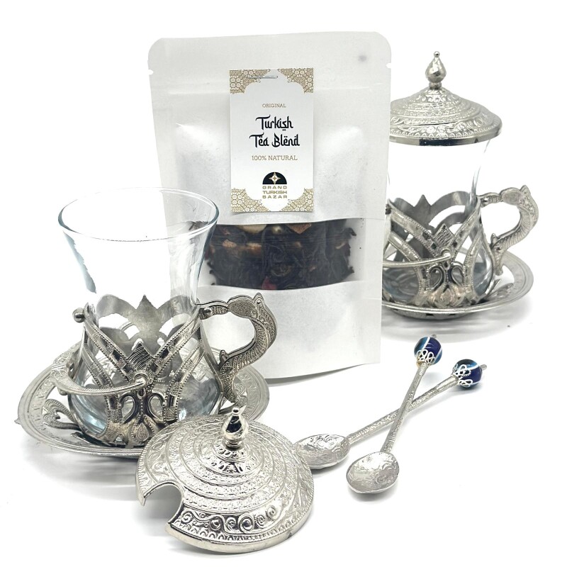 Set de té para dos personas metal Plateado