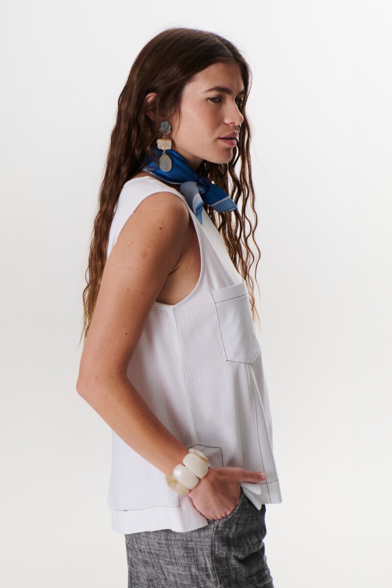 TOP LINO POCKET BLANCO