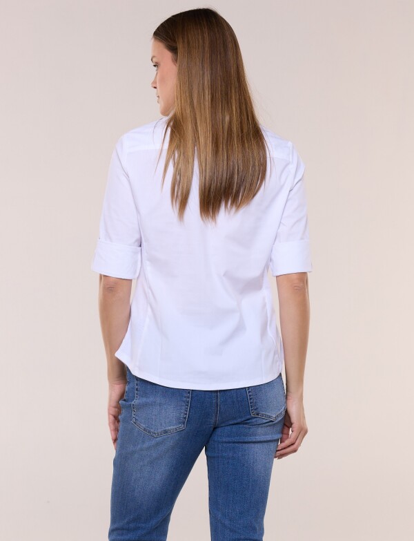 Camisa Algodon Con Laterales Elastizados BLANCO