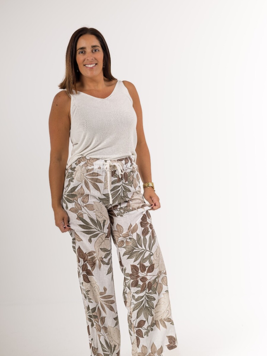 Pantalón 100% lino estampado Pantalón 100% lino estampado