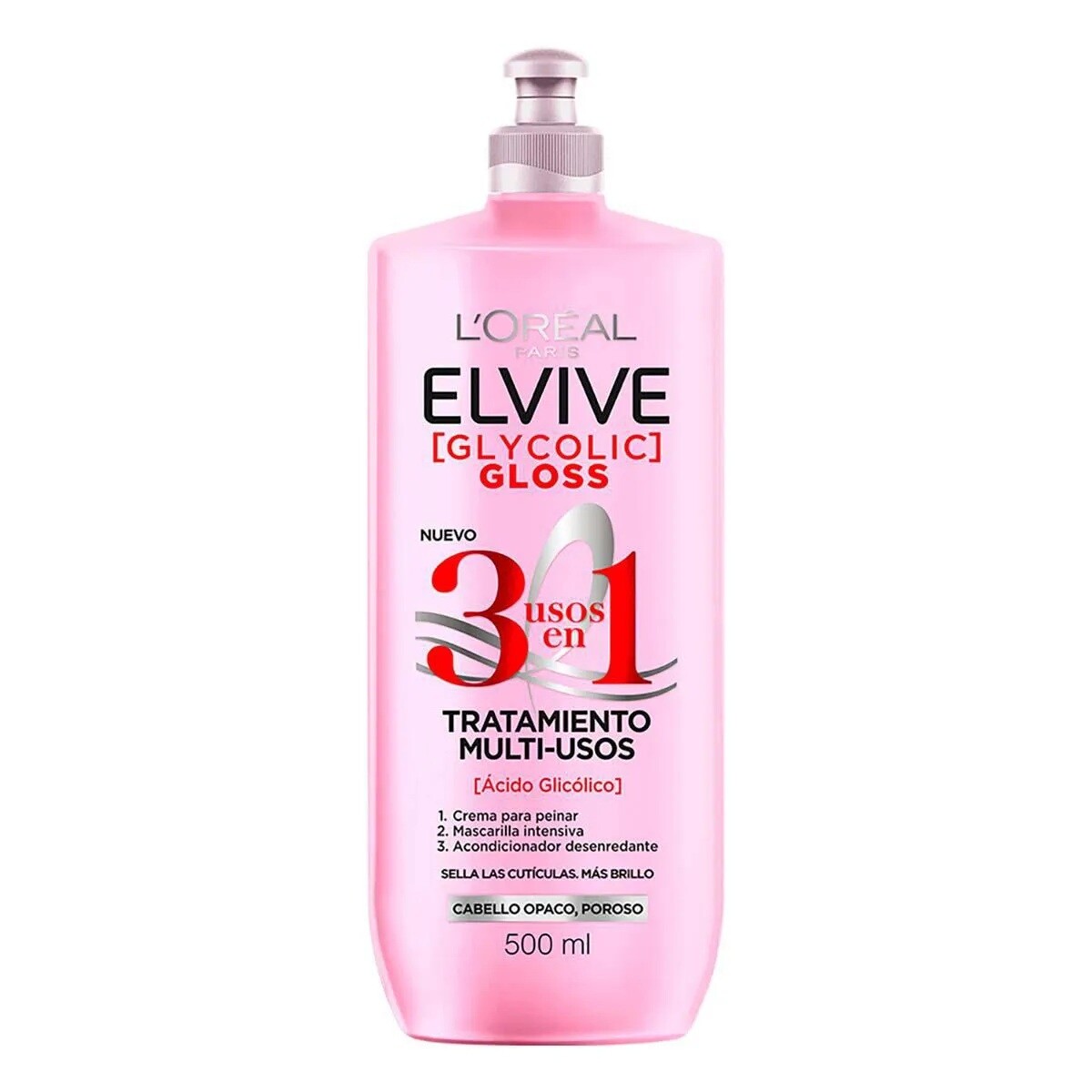 Crema De Peinar Elvive Glycolic Gloss 3 En 1 500 Ml. 