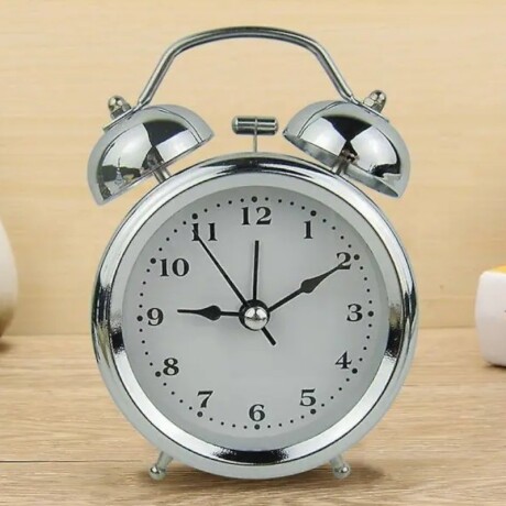 Reloj Despertador Clásico grande Plateado Y Blanco