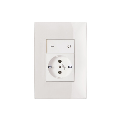 Conj. plaq. toma schuko c/bipolar - Presta blanco C51012