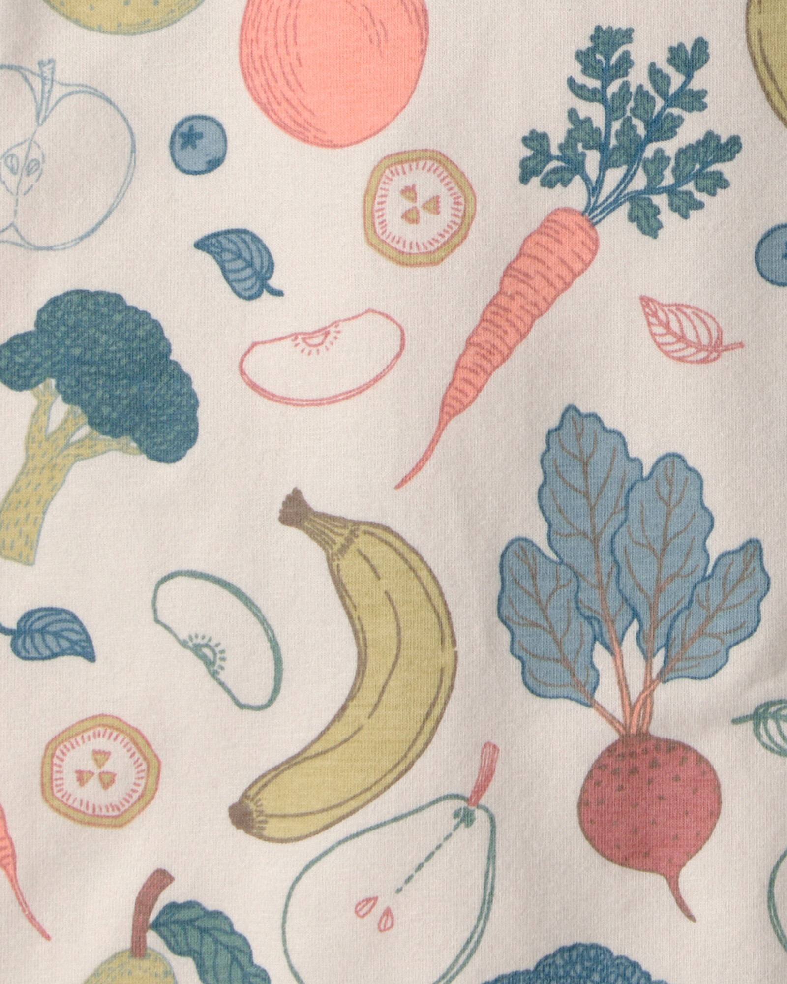 Pack dos monitos cortos de algodón orgánico, diseños frutas y azul liso Sin color