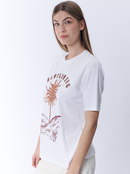 Remera Estampada Palmera Blanco