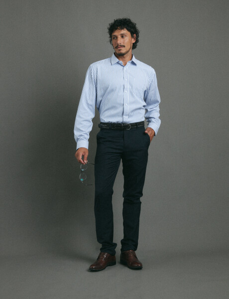 012678 CAMISA HARRINGTON LABEL Blanco/celeste