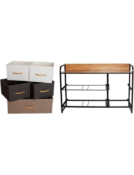 MUEBLE 5 CESTOS TELA ESTRUCTURA ACERO 87.5X29X58CM MUEBLE 5 CESTOS TELA ESTRUCTURA ACERO 87.5X29X58CM