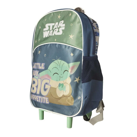 Mochila infantil Baby Yoda con Carro Tafeta Chica 35 x 26 cm Verde