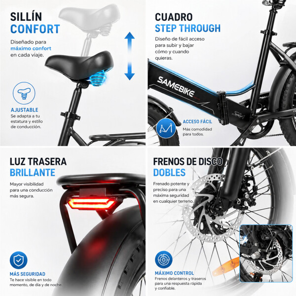 Bicicleta Eléctrica Samebike 20 Plegable 750w BLANCO