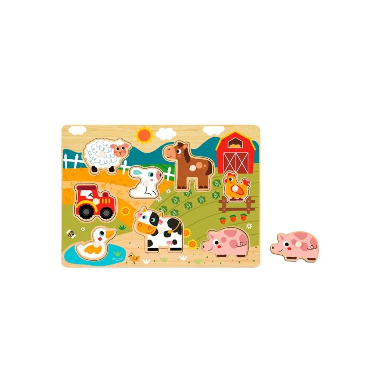 ALDOPUZZLE483 - Puzzle Para Niños Con 9 Piezas De Madera Hi Pando - Granja 