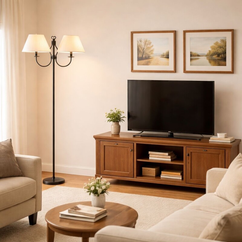 Lampara de Pie Doble Hierro Lampara de Pie Doble Hierro