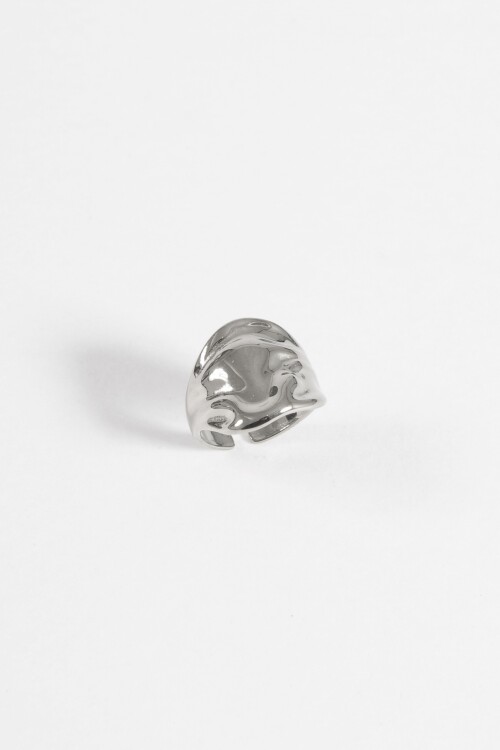 Anillo acero ajustable texture plateado