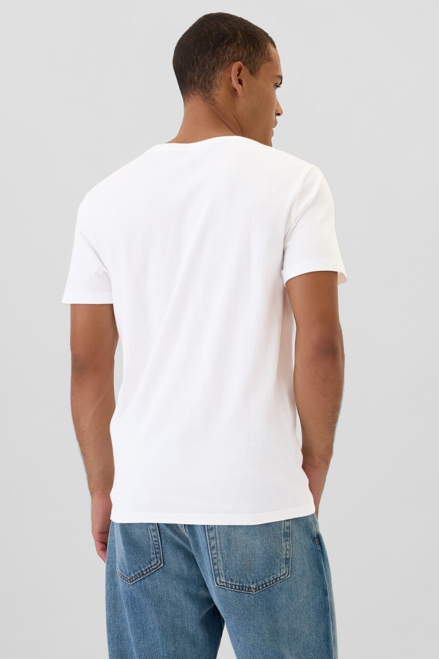 Remera Cuello V Mini Logo Gap Hombre White V2 Global