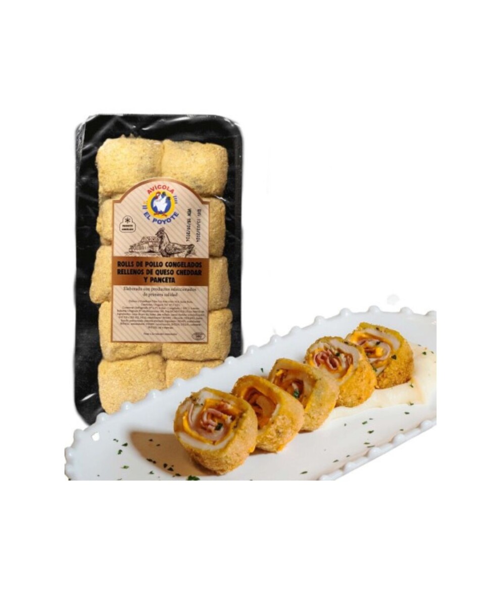 ROLLS DE POLLO RELLENOS DE QUESO CHEDDAR Y PANCETA X10 