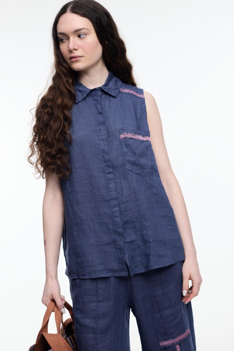 CAMISA SIN MANGAS Azul