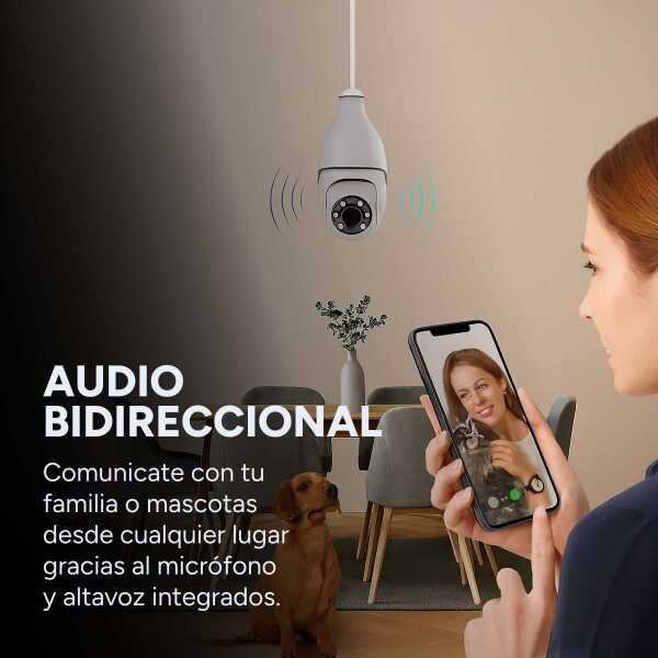 Cámara Seguridad Vigilancia 360 Wifi Graba Audio Espia Variante Color Blanco