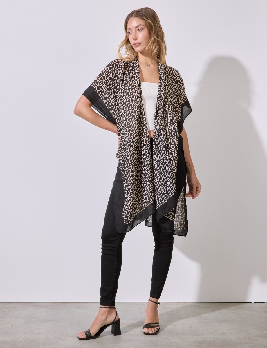 Kimono Printed - Negro/beige 