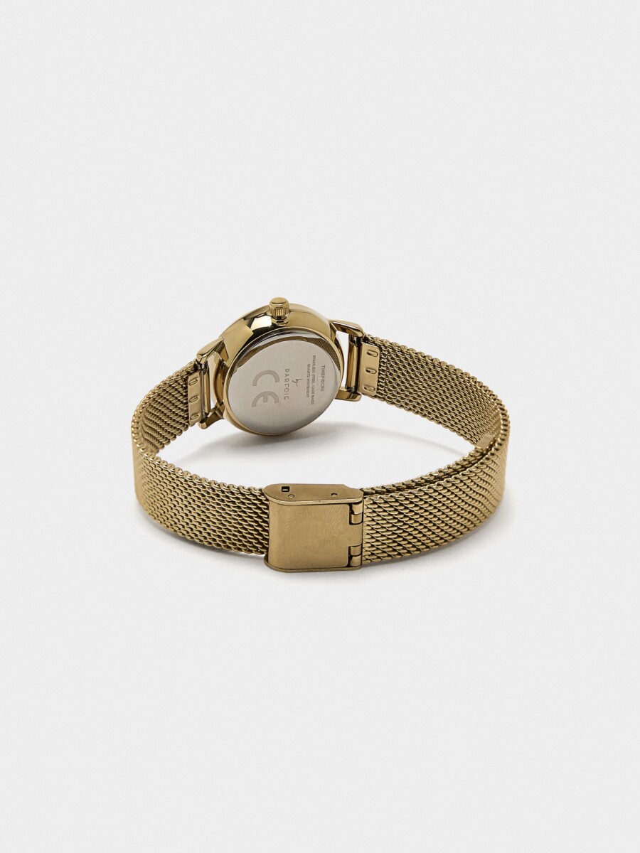 Reloj Pulsera De Malla Metálica De Acero dorado