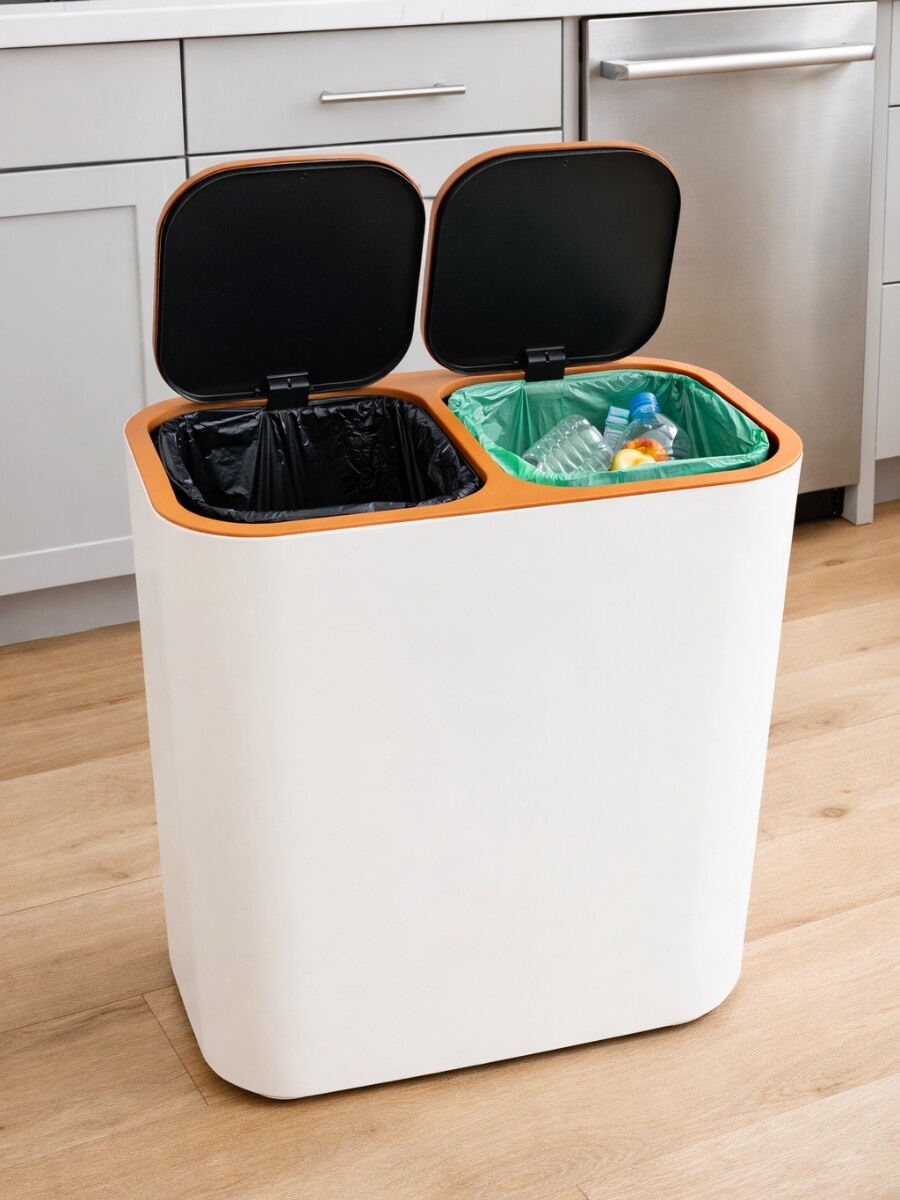 PAPELERA DOBLE COMPARTIMENTO beige