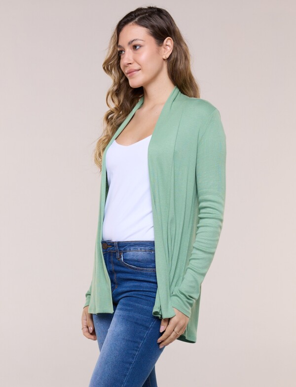 Cardigan De Punto Acanalado VERDE
