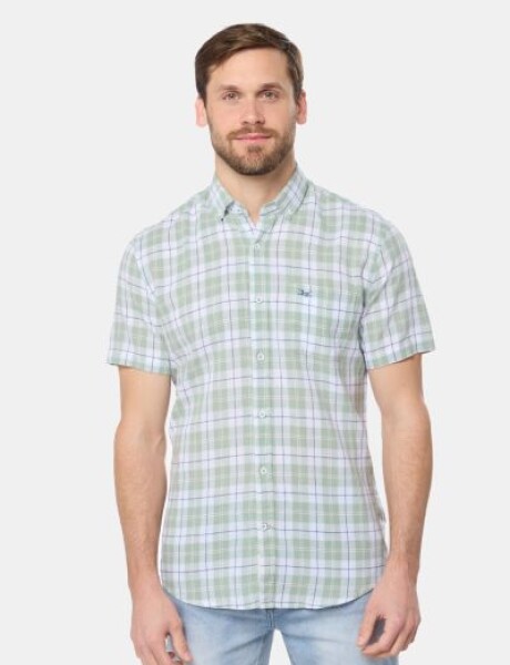 CAMISA DE LINO A CUADROS Verde