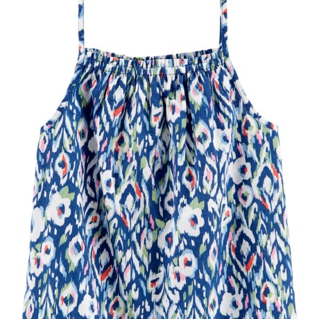 Blusa Infantil Oshkosh sin Mangas Floral Lino AZUL