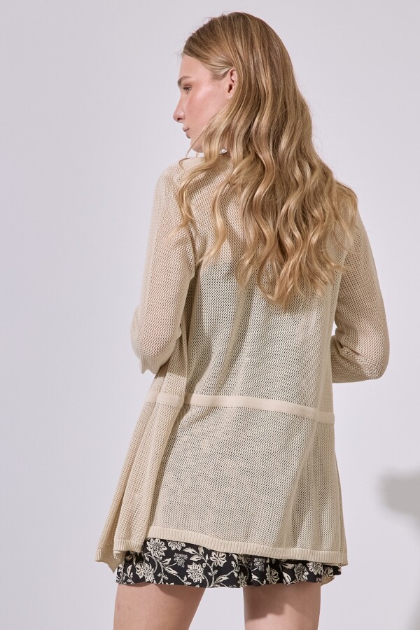 Cardigan Algodón Calado BEIGE