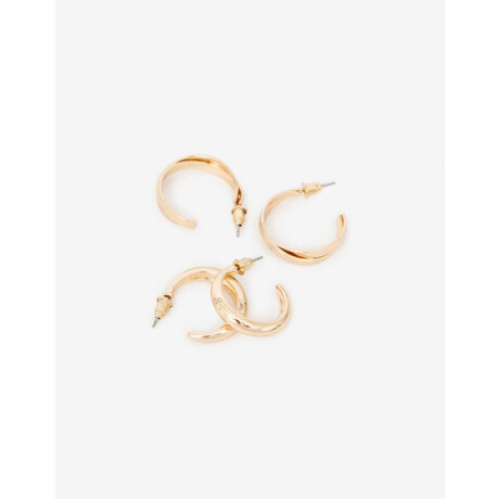 Set De Argollas Combinadas Dorado