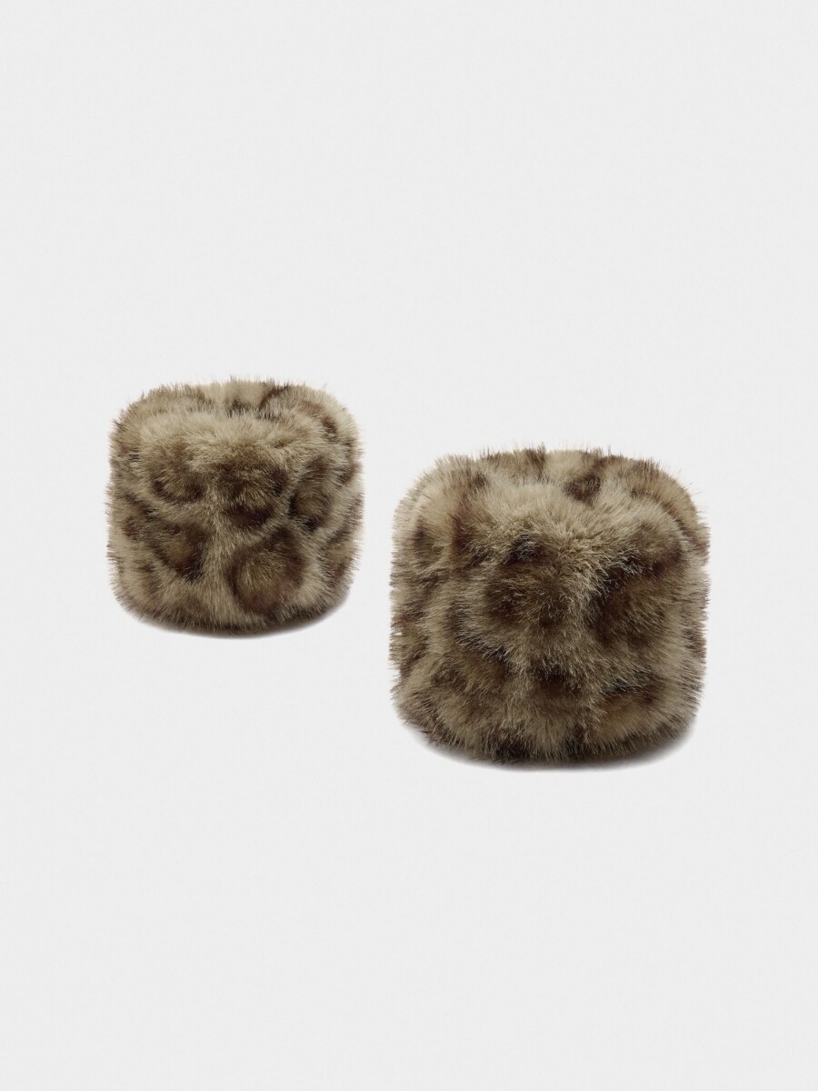Puños Efecto Pelo Estampado De Leopardo multicolor
