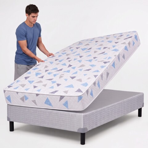 Sommier Zafiro Azurita 1 Plaza Y Media 110x190cm | Colchón + Base Sommier Zafiro Azurita 1 Plaza Y Media 110x190cm | Colchón + Base