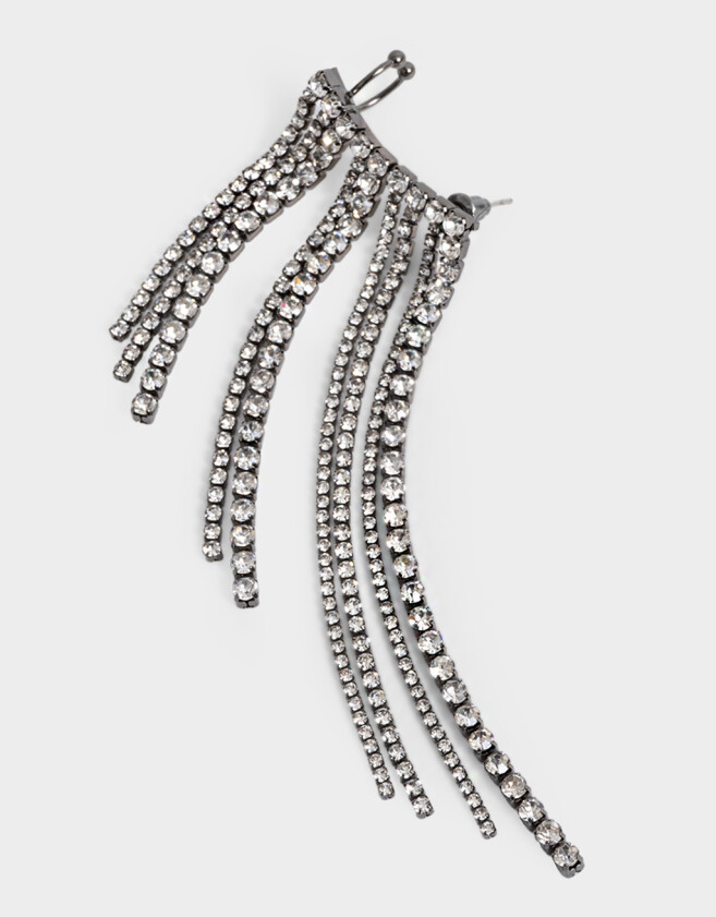 Bijou Cuff Con strass Aros Pasantes Con Strass - Plateado Hematite