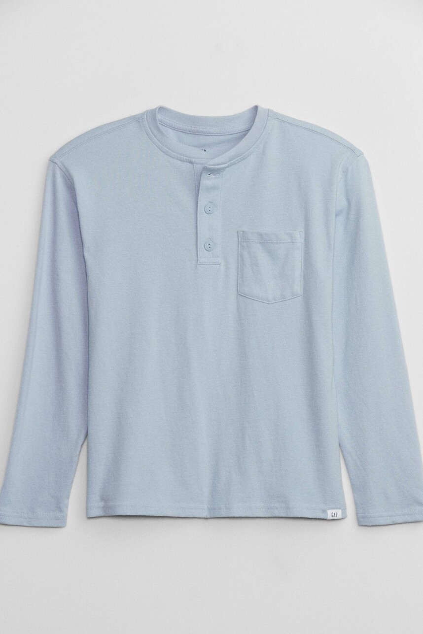 Remera Henley Manga Larga Niño Ice Blue 740