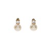 Caravanas Perlas y zirconia en oro- Oro bajo - Perla de río y zirconia - CA8222 conpiedra