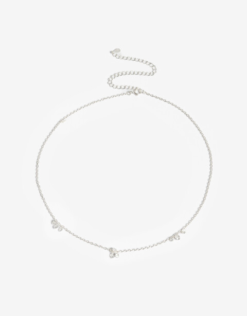Collares Cortos Strass Cadena Con Dije Plata 925 - Plateado