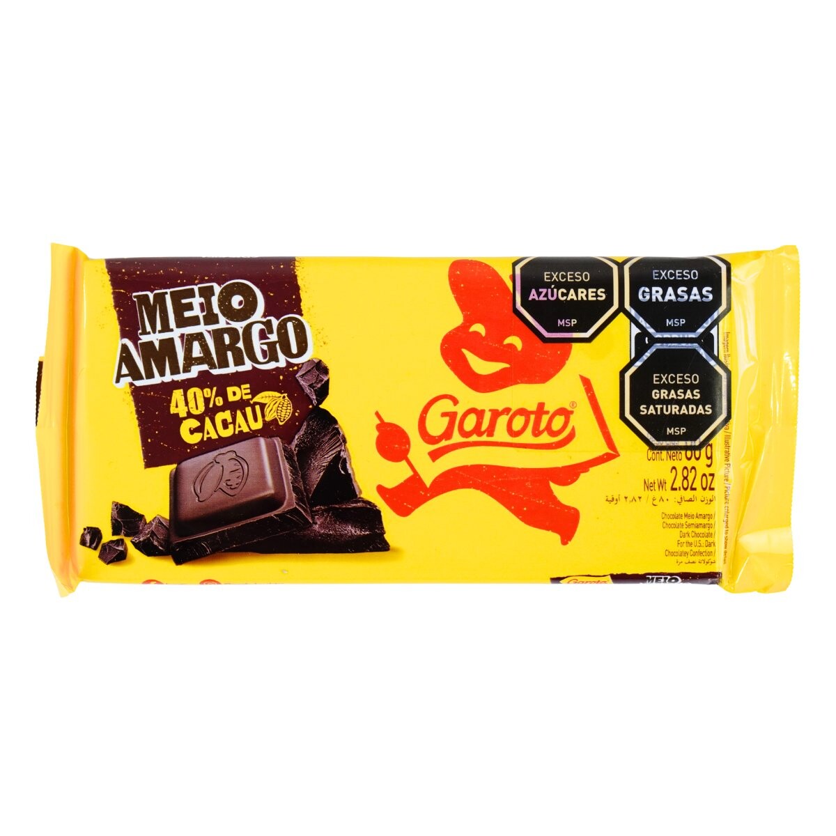 TABLETA GAROTO CHOCOLATE 80G SEMI AMARGO 