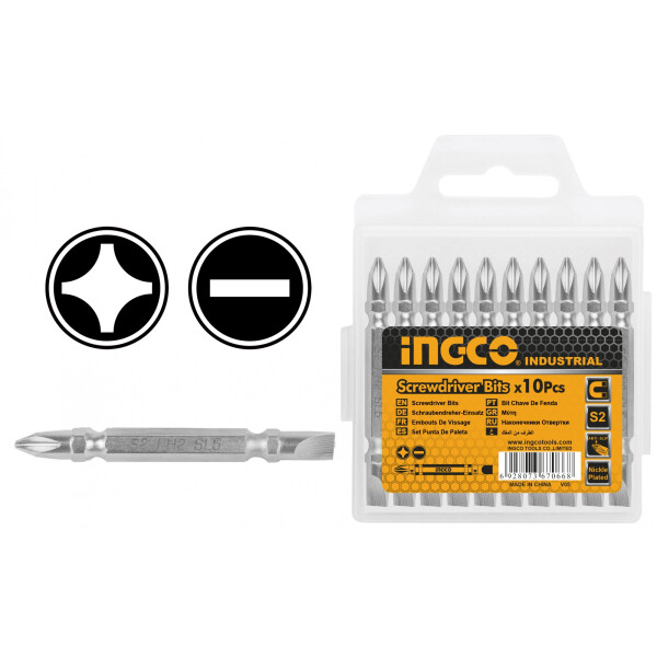 10 PUNTAS ATORNILLADOR CHATA PH2+ SL6.0X1.0 65MM INGCO SDB21HL133 10 PUNTAS ATORNILLADOR CHATA PH2+ SL6.0X1.0 65MM INGCO SDB21HL133