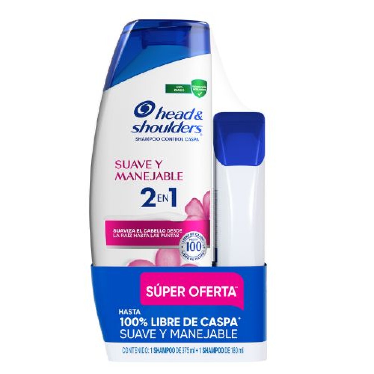 Pack de Shampoo HEAD & SHOULDERS Suave y Manejable de 375 ml + 180 ml 