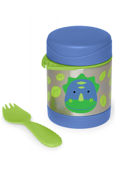 Tupper de acero inoxidable con cubierto, diseño dino Sin color