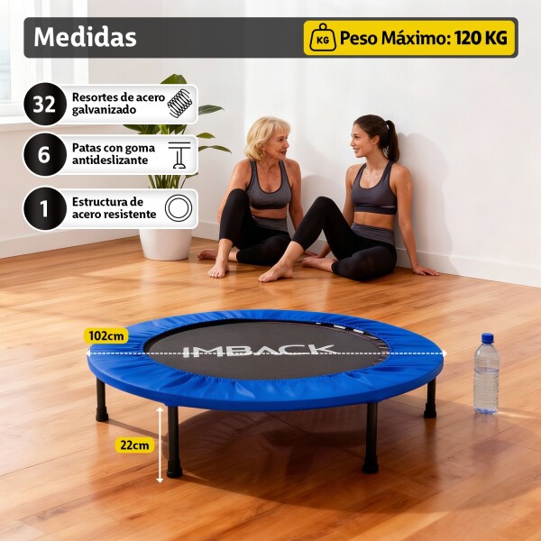 Mini Trampolin Plegable Cama Elástica Saltarín Fitness 102 Cm IMBACK Color Azul Mini Trampolin Plegable Cama Elástica Saltarín Fitness 102 Cm IMBACK Color Azul