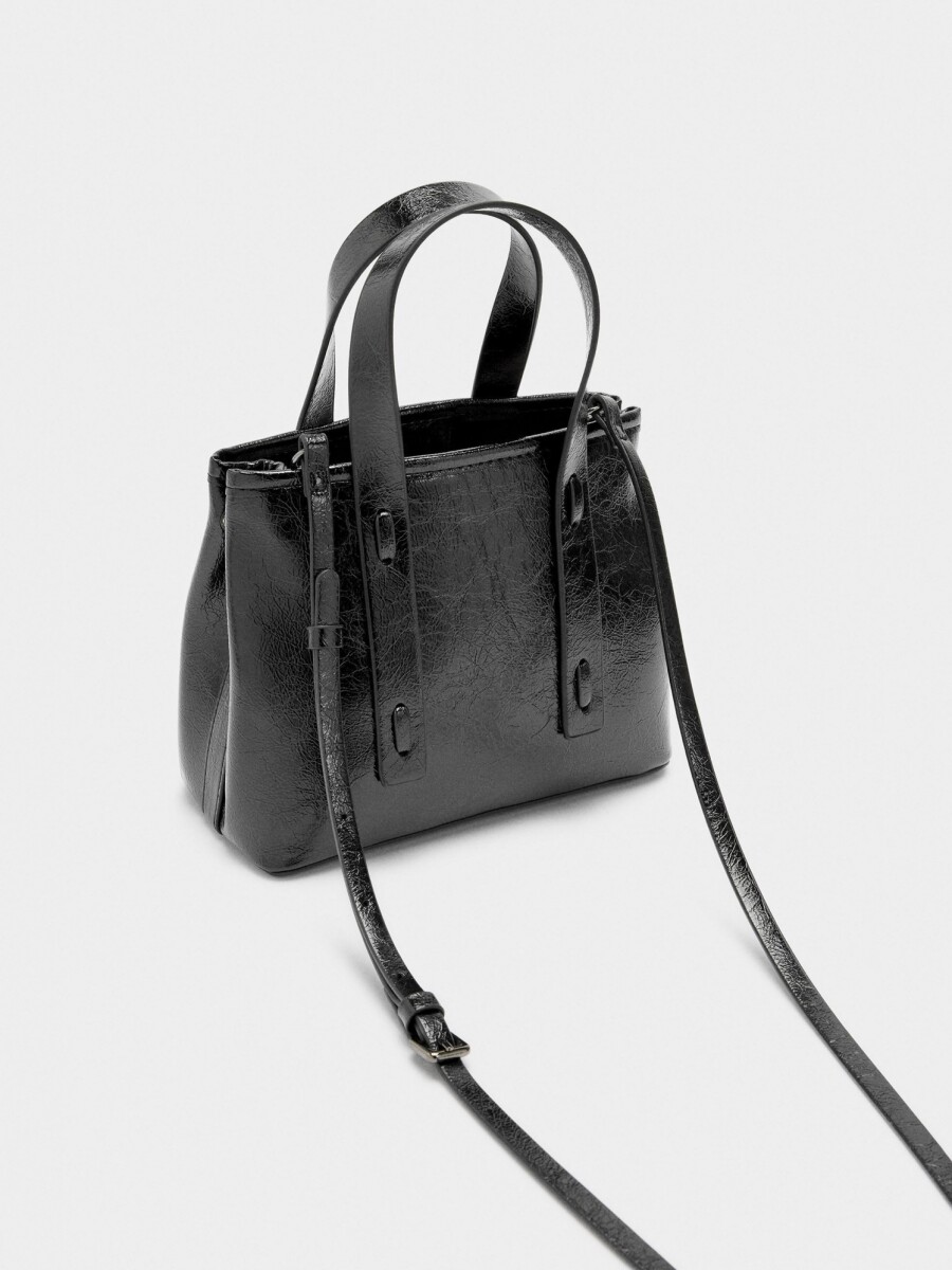 Bolso Tote Efecto Craquelado negro
