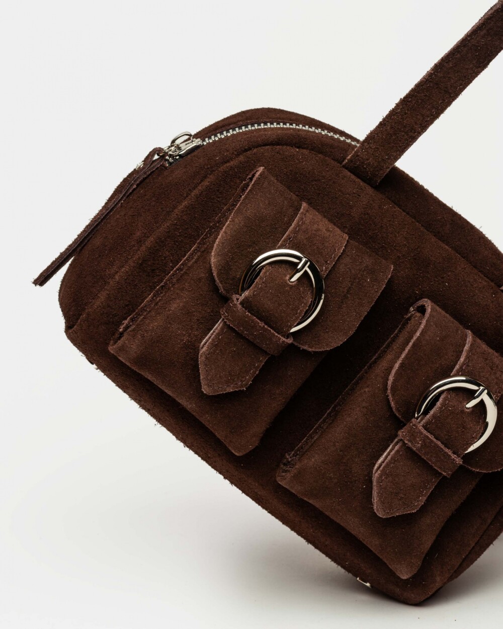 Cartera al hombro Indie en cuero gamuza Marron
