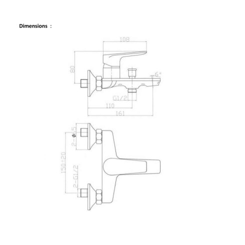 GRIFERIA DE DUCHA EXTERNA MONOCOMANDO CROMO QUARANTA SPRINT INCLUYE TELEFONO Y FLEXIBLE. 000