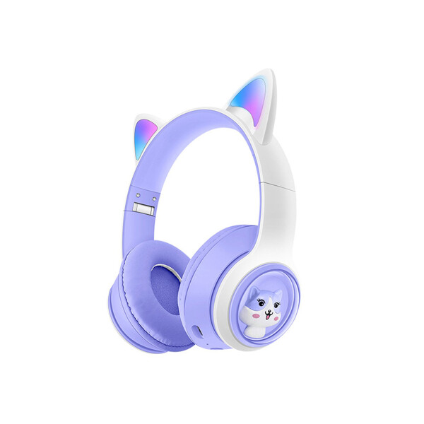 Auriculares inalámbricos diseño orejas de gato LED púrpura Auriculares Inalámbricos Diseño Orejas De Gato Led Púrpura