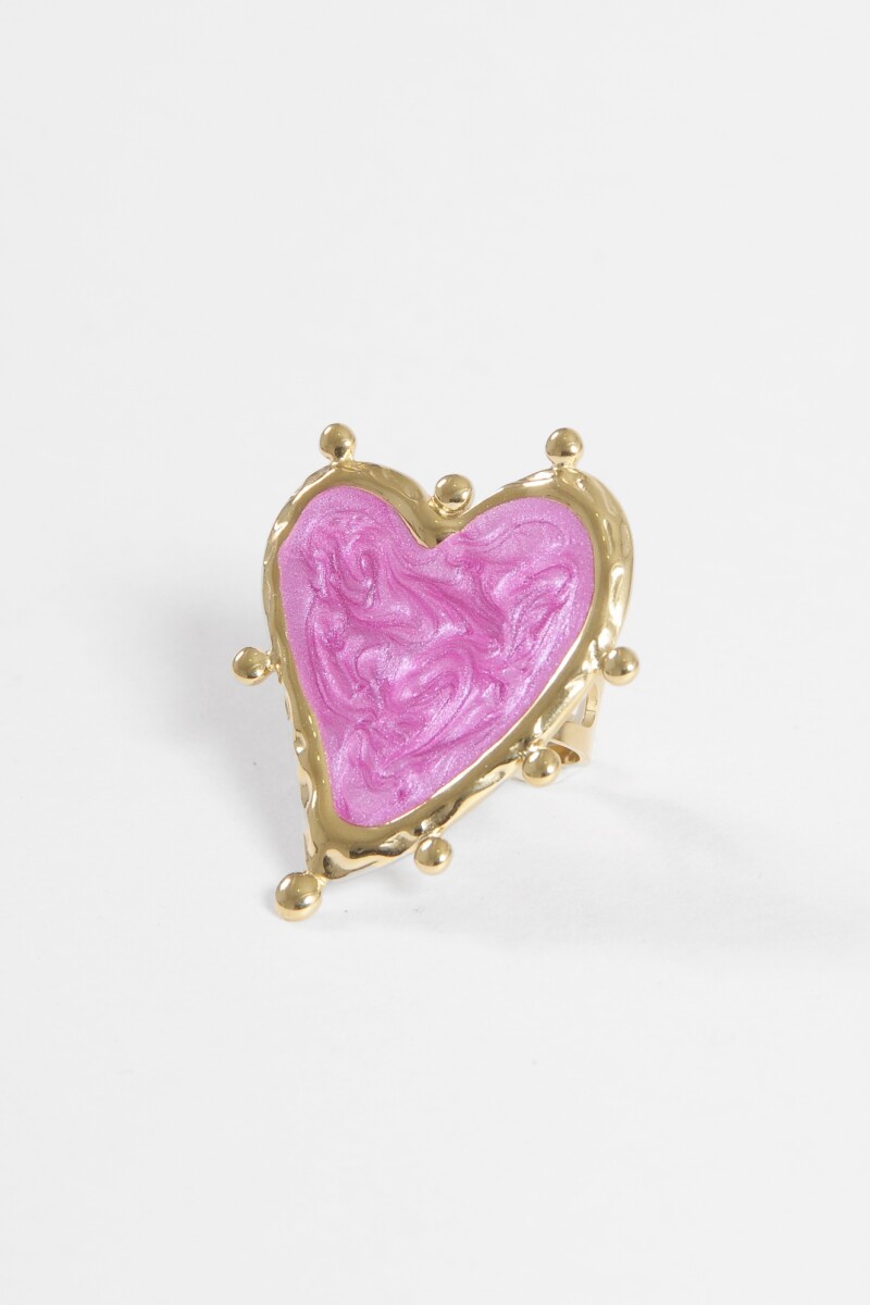 Anillo acero cora dorado