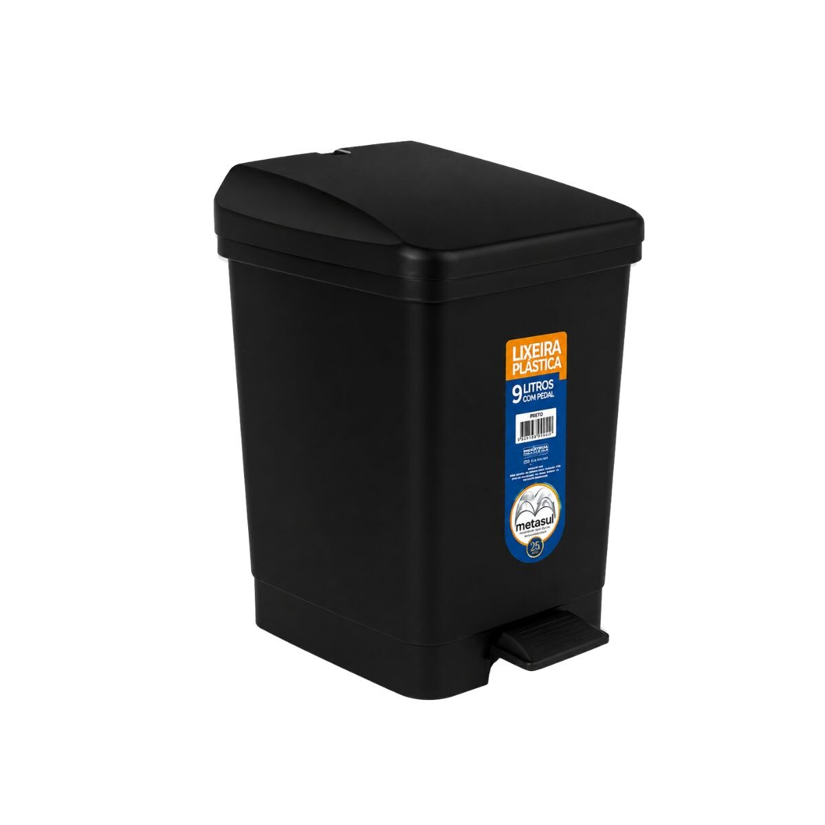 PAPELERA PLASTICA C/PEDAL METASUL Negra