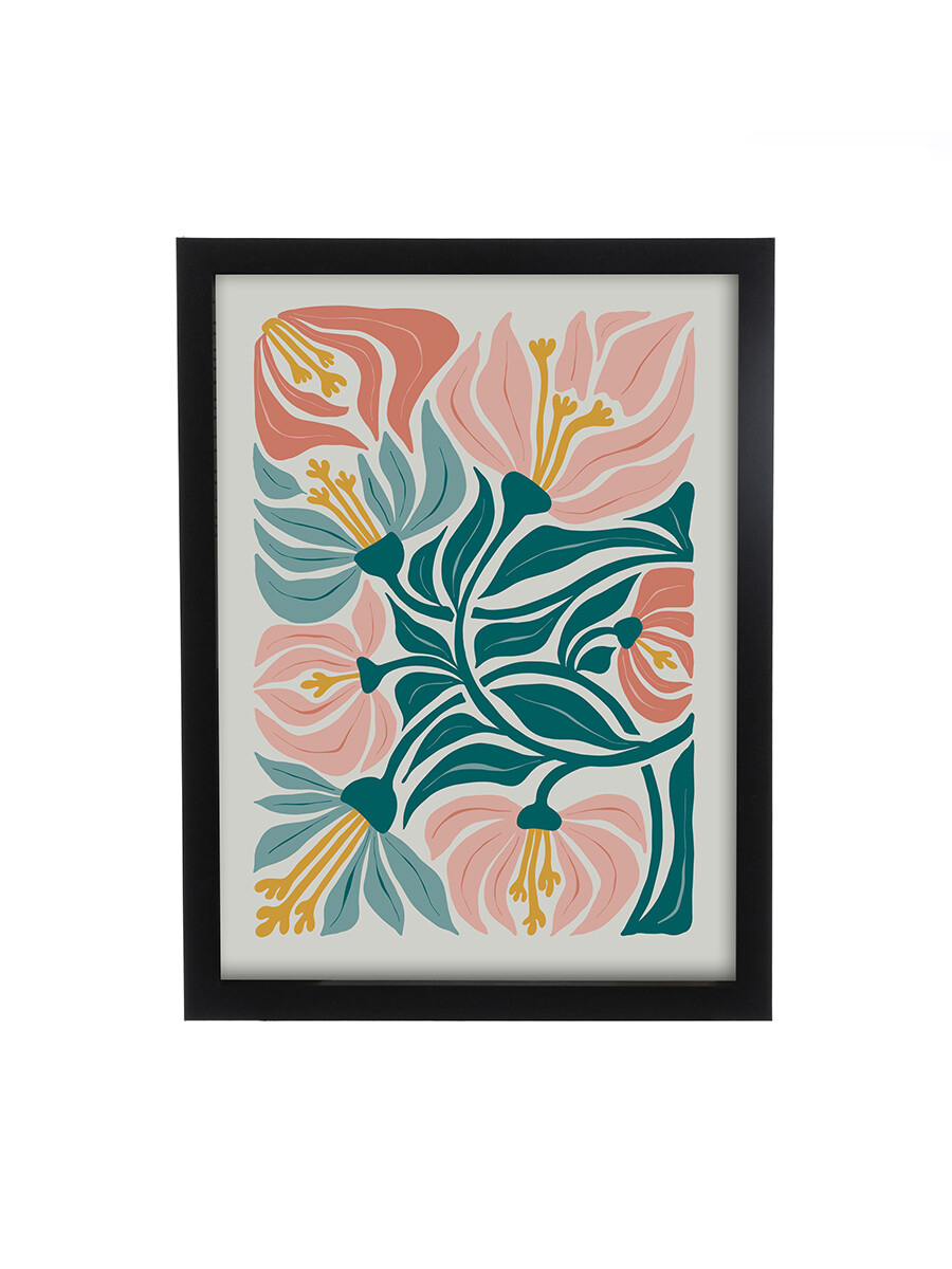 CUADRO TEXTILE FLOWER - NEGRO 