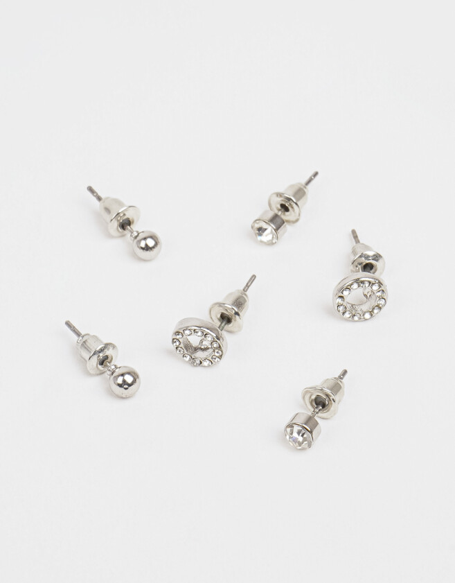 Aros Sets Strass Set De Aros Con Strass - Plateado