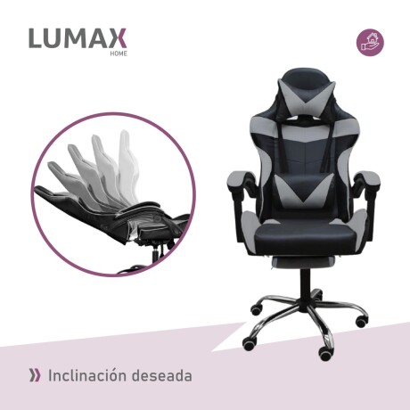 Silla Gamer Lumax Modelo ROM con Apoyapies Negro/Gris