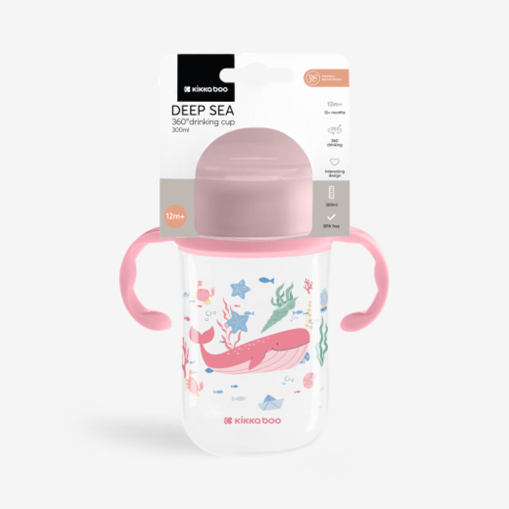 Vaso 360 entrenamiento KIKKABOO rosa